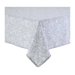 Grey Floral Tablecloth