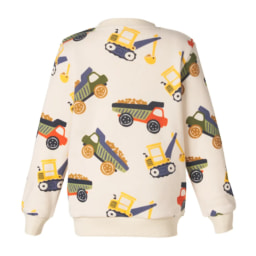 Kids’ Cream Sweatshirt With Vehicle Pattern