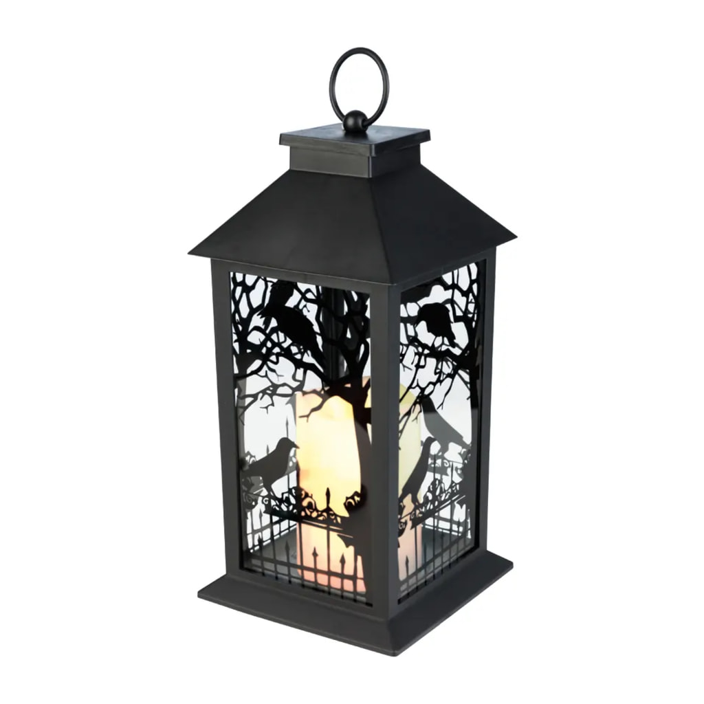 LED Halloween Lantern With Crow Design
