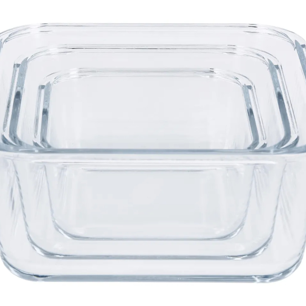 Square Glass Food Storage Containers - 3 Pieces