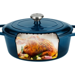 4.8L Cast Iron Casserole Dish - Dark Blue