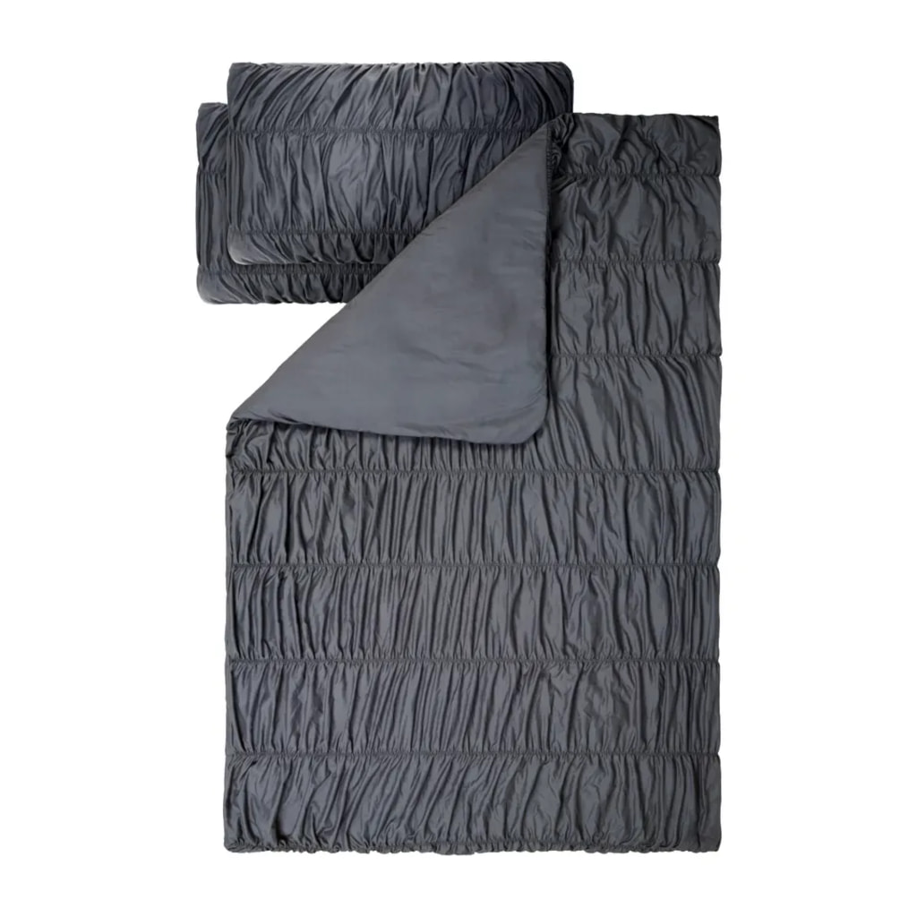 LIVARNO - Grey Ruched Satin Duvet Cover Set - Double
