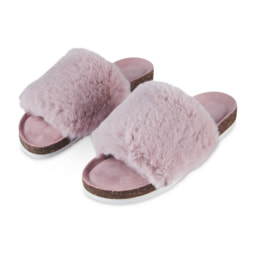 Avenue Ladies' Pink Fur Sliders