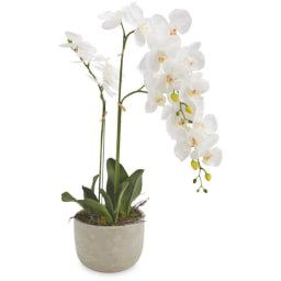 Large Faux White Orchid in Pot