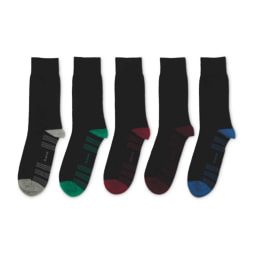 Men's Black Stripy Socks 5 Pack