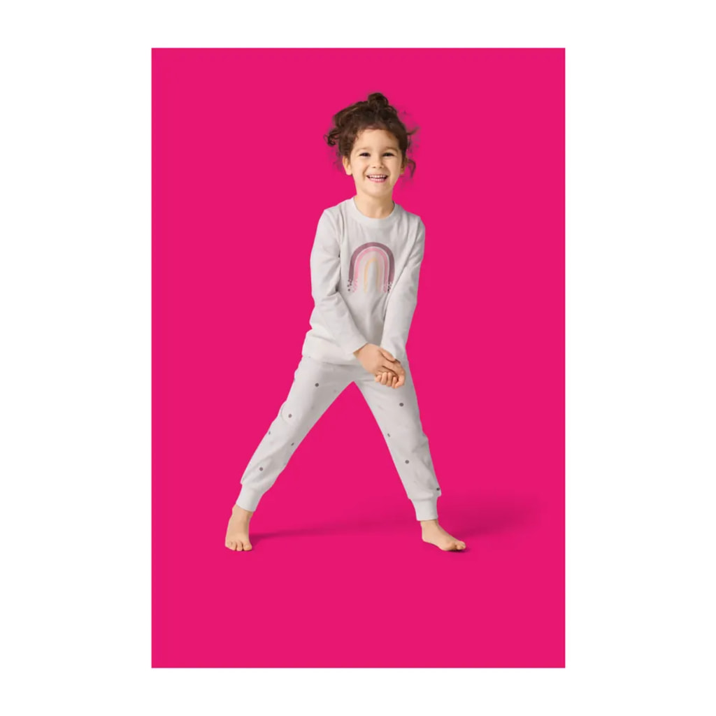 Kids’ White Pyjamas With Rainbow Design