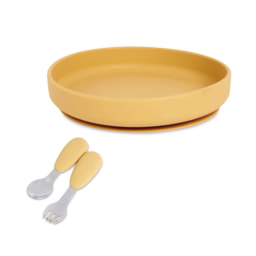Yellow Silicone Plate and Cutlery