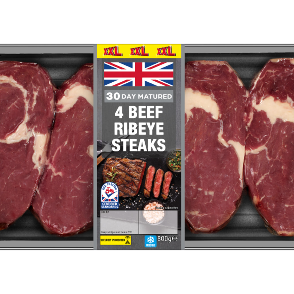 - - 4 XXL British Beef Ribeye Steaks