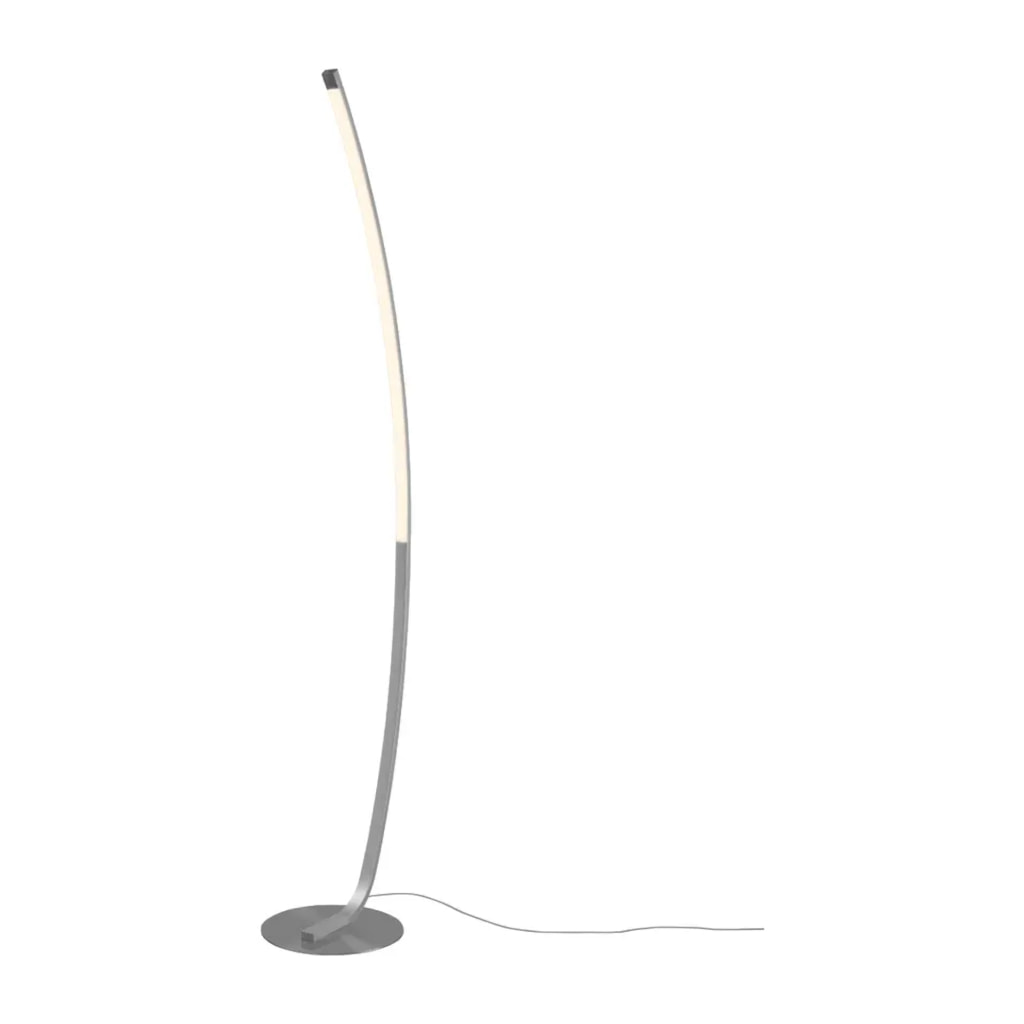 Curved LED Floor Lamp With Matt Nickel Finish