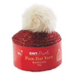 Maroon Sparkle Pom Hat Yarn