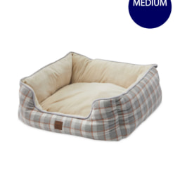 Grey Check Medium Plush Pet Bed