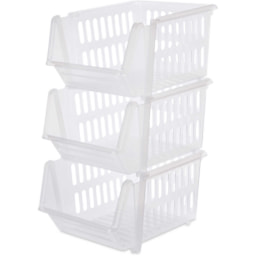 Clear Stackable Baskets 3 Pack