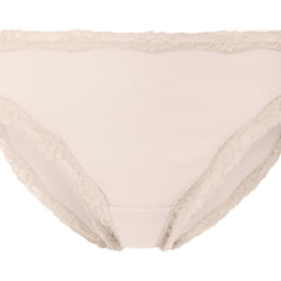 Ladies’ Grey and Pink Ribbed Briefs With Lace - 5 Pack