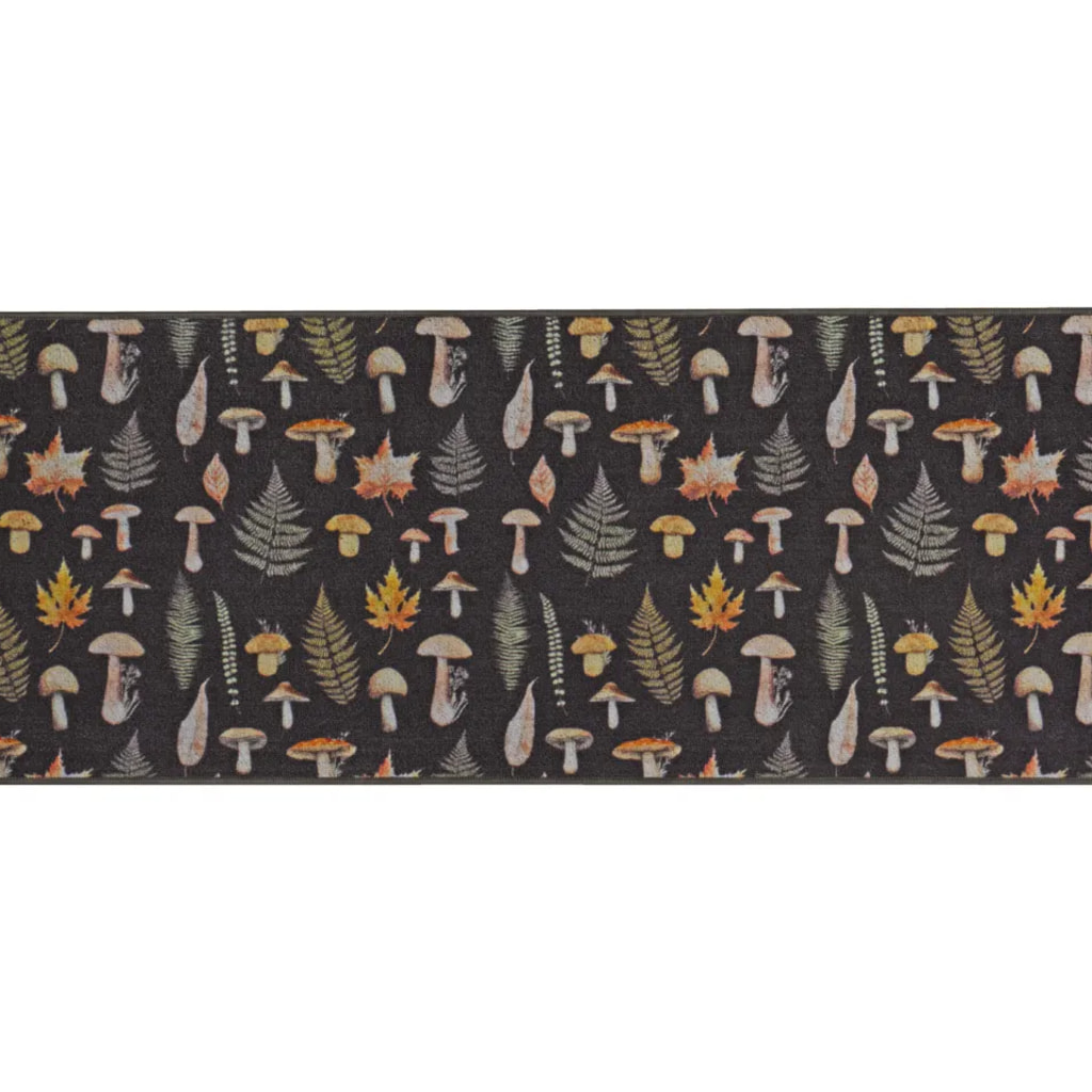 Black Runner With Mushroom Pattern
