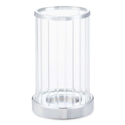 Silver Trim Ribbed Glass Lantern