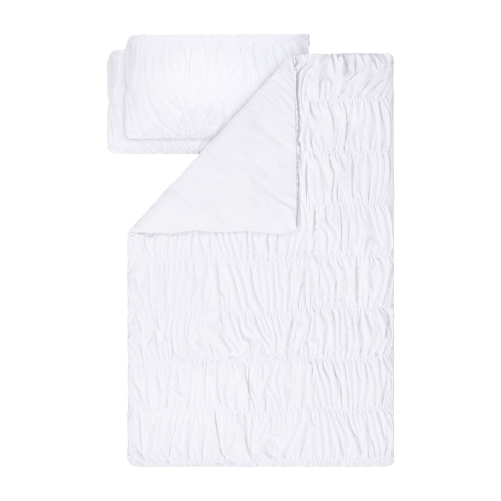 LIVARNO - White Ruched Satin Duvet Cover Set - King