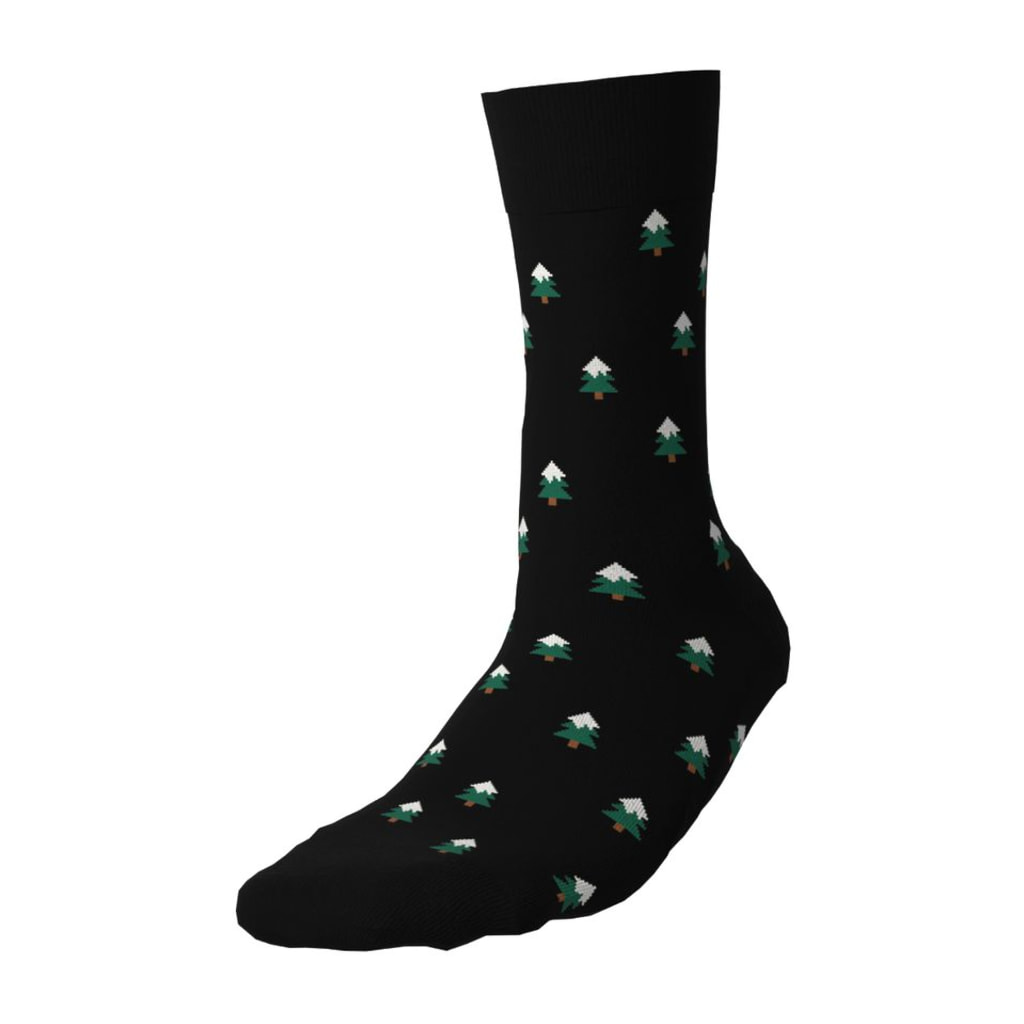 Adults’ Socks With Gingerbread and Pine Tree Pattern - 2 Pairs