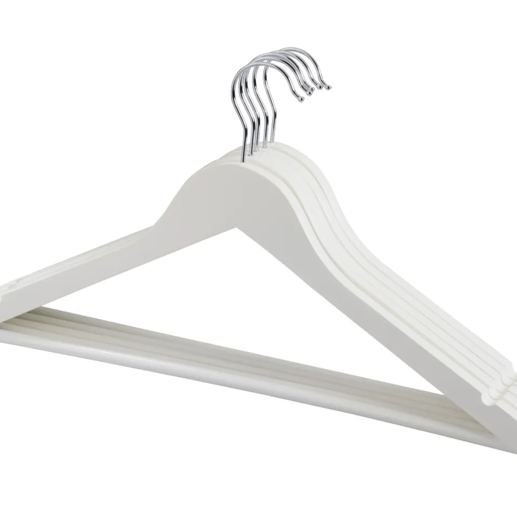 White Wooden Coat Hangers - 5 Pack