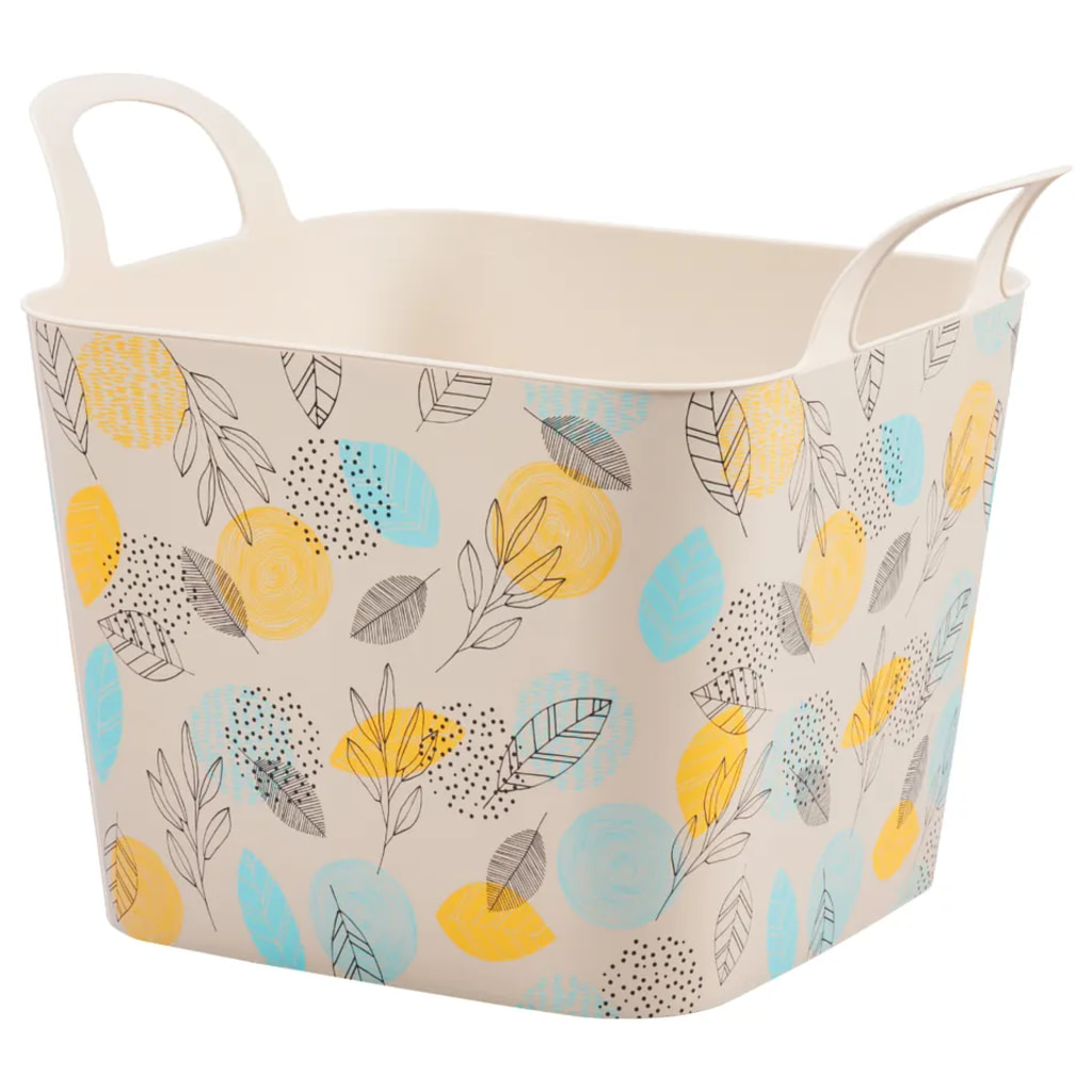 Beige Flexible Tub With Leaf Pattern