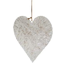 White Heart Hanging Wicker