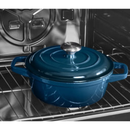 Dark Blue Cast Iron Casserole Dish Set - 3 Pieces