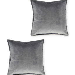 Dark Grey Velvet Cushions 2 Pack