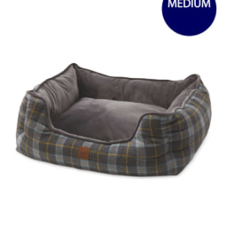 Blue Check Medium Plush Pet Bed