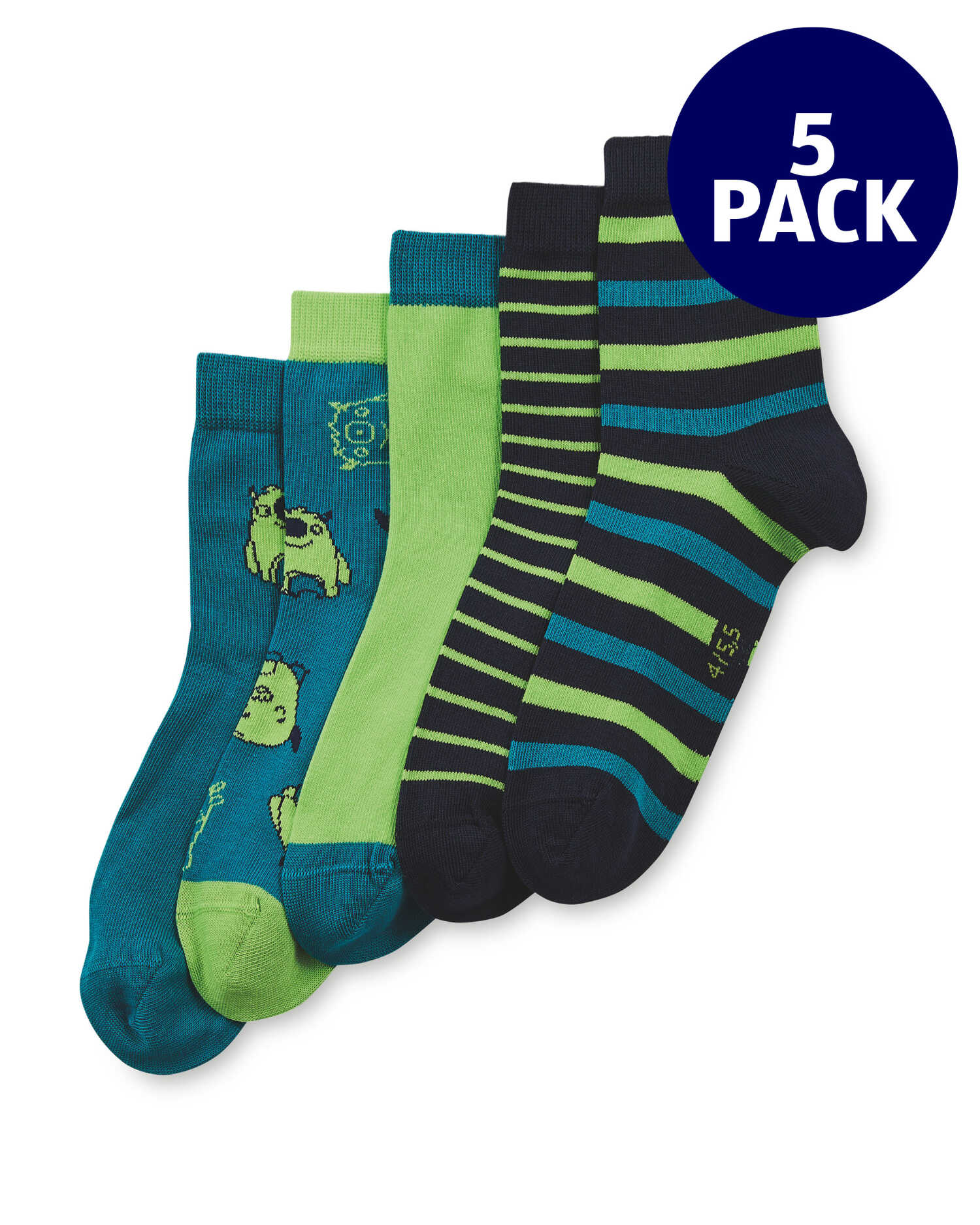 Kids' 5 Pack Monster Socks