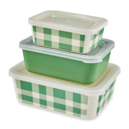 Gingham Nestable Lunch Boxes 3 Pack