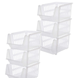 Clear Stackable Baskets 6 Pack