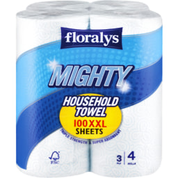 FLORALYS - XXL Mighty Household Towel, 3 ply (4x100 sheets)