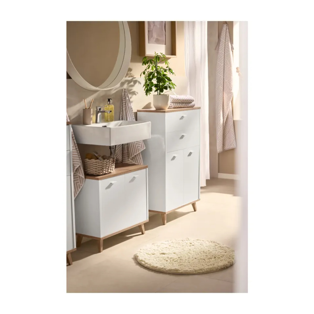 Beige Round Bath Mat