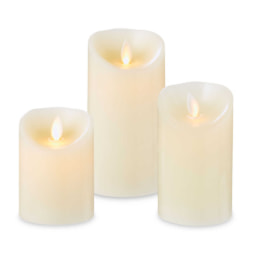 White Wax Flicker Candles 3 Pack