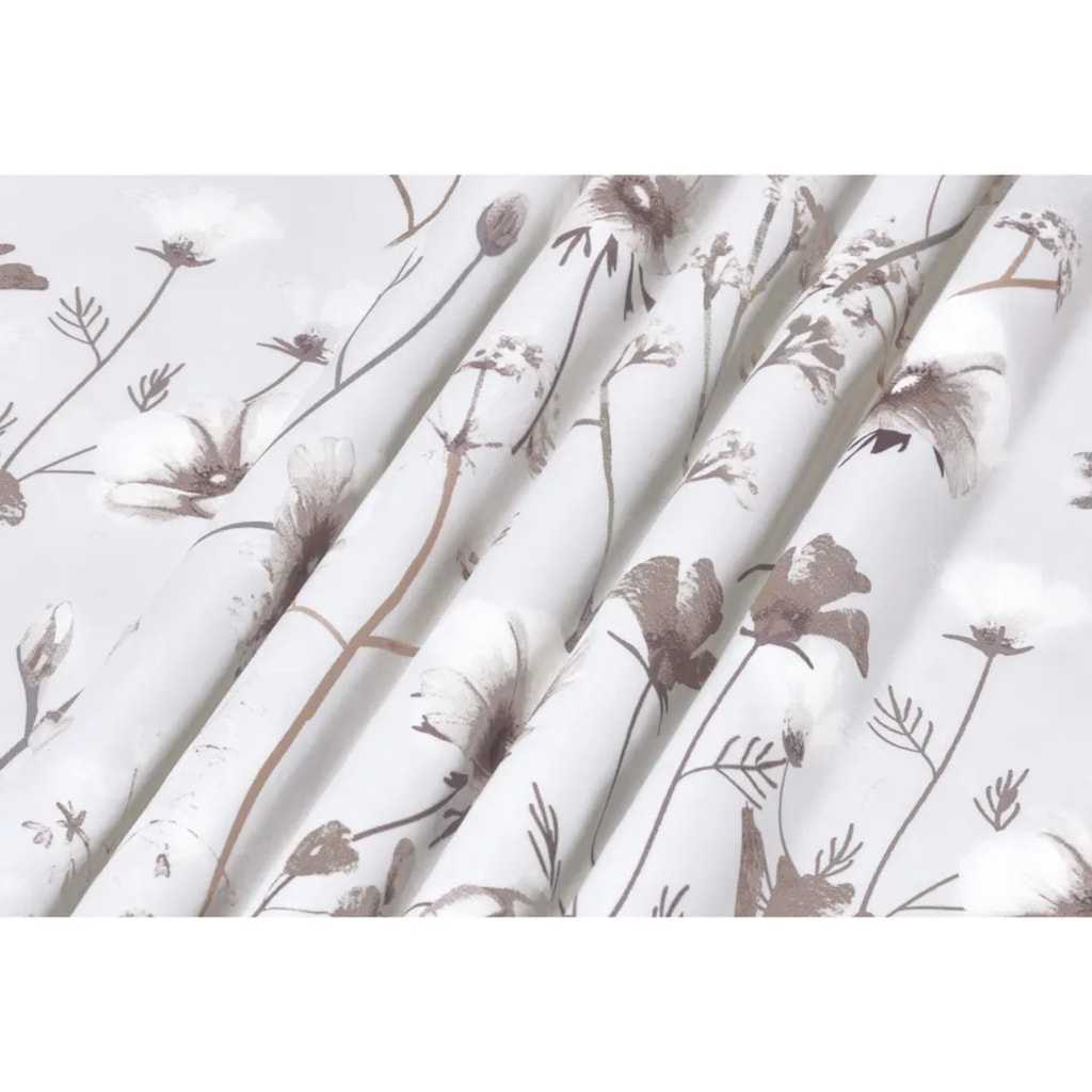 White Microfibre Satin Duvet Cover Set With Floral Pattern - Double