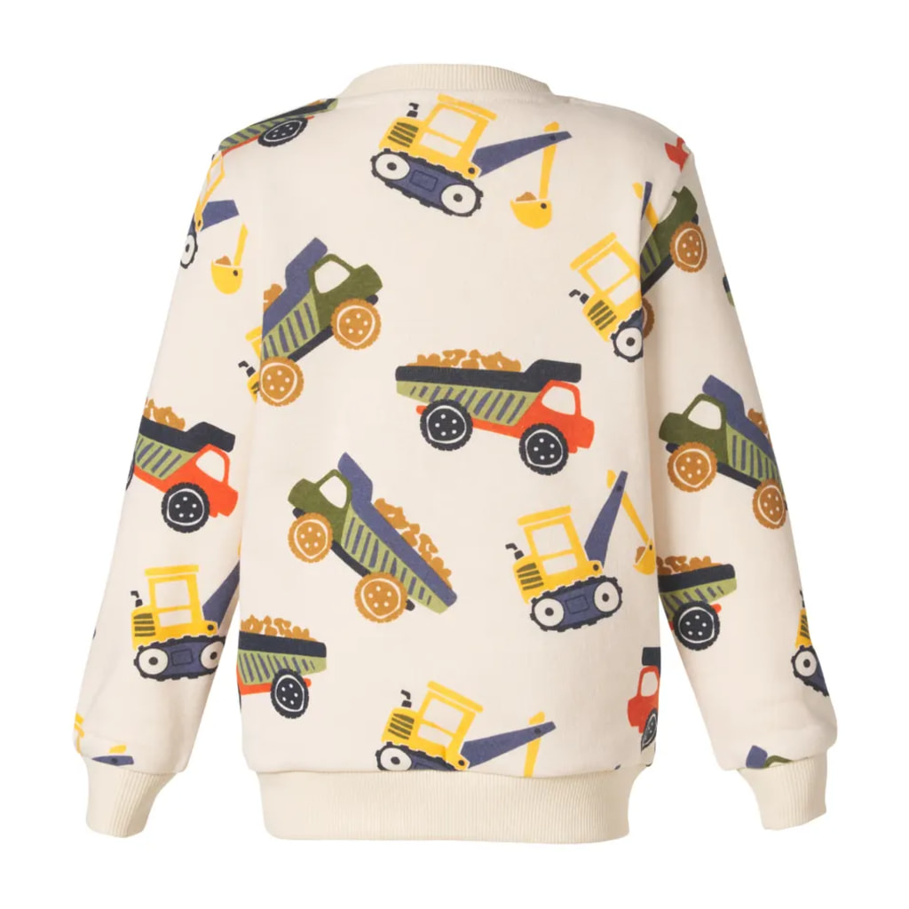 Kids’ Cream Sweatshirt With Vehicle Pattern