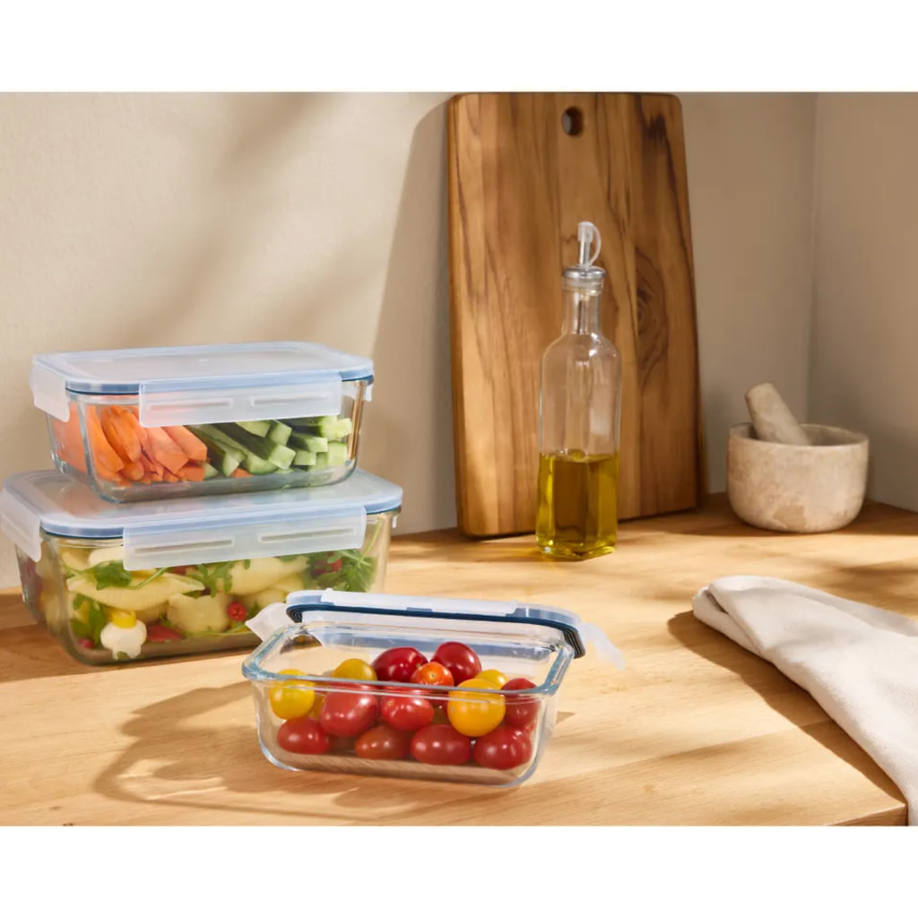 Rectangular Glass Food Storage Containers - 3 Pieces
