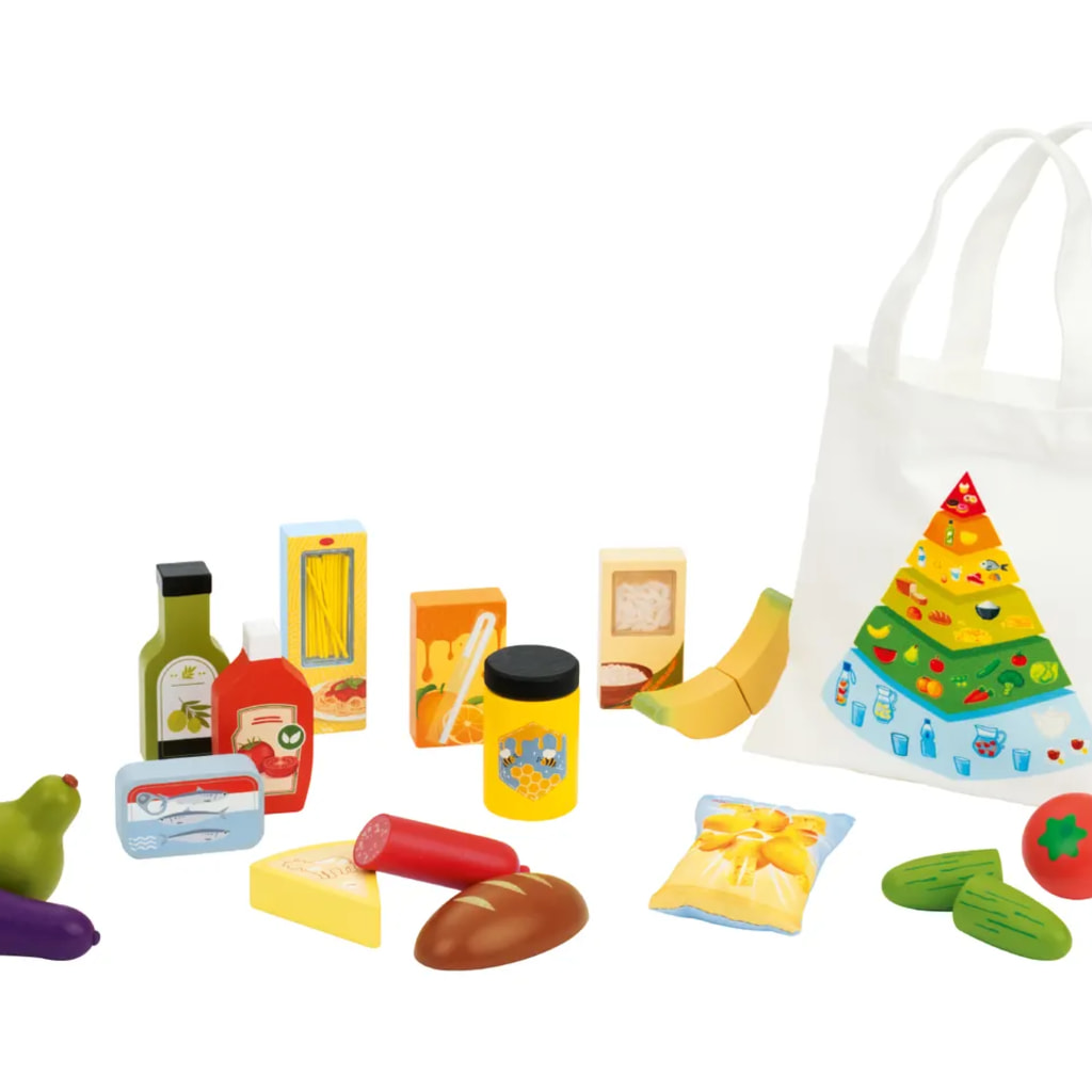 Shopping Bag & Food Play Set - 19 Pieces