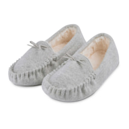 Ladies' Grey Moccasin Slippers