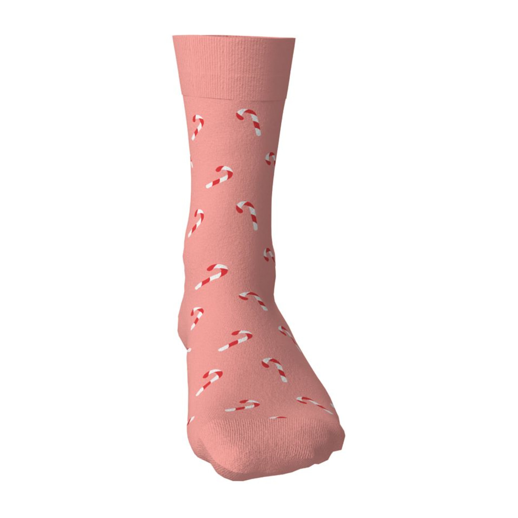 Adults’ Socks With Candy Cane and Red Bow Pattern - 2 Pairs