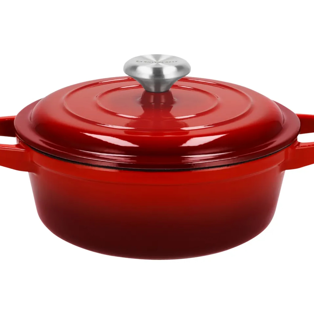 Red Cast Iron Casserole Dish Set - 3 Pieces