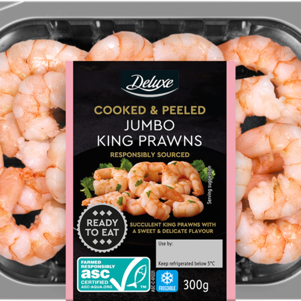 DELUXE - Cooked and Peeled Jumbo King Prawns