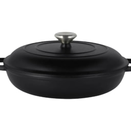 3.7L Cast Iron Casserole Dish - Black
