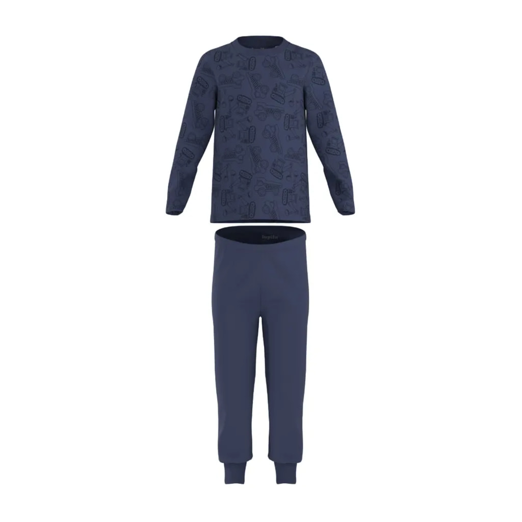Kids’ Blue Pyjamas With Vehicle Pattern