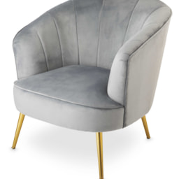 Grey Velvet Shell Accent Chair
