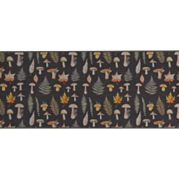 Black Runner With Mushroom Pattern