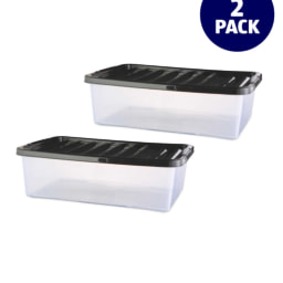 Premier 32L Black Storage Box 2 Pack