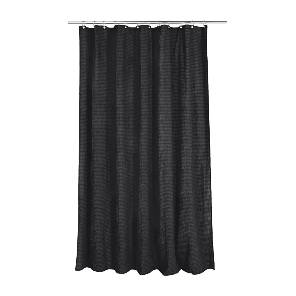 Black Seersucker Shower Curtain