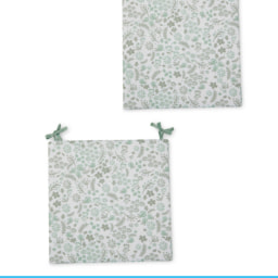 Outdoor Green Floral Seat Pad Set