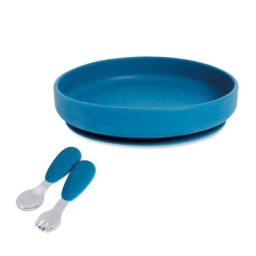 Blue Silicone Plate and Cutlery