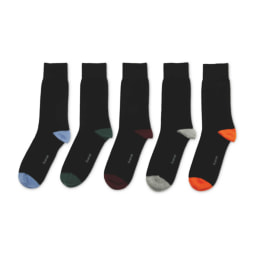 Men's Colour Heel Toe Socks 5 Pack